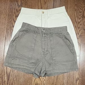 2 pc women's shorts size 5. Good condition. One cream, one khaki green.
